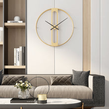 Load image into Gallery viewer, Jeezi Oversize Numberless Modern Metal Wall Clock, Gold Finish with Black Hands
