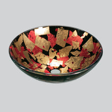 Load image into Gallery viewer, Tempered Glass Vessel Sink w.Yellow Block Pattern 114E