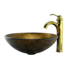 Load image into Gallery viewer, ELITE Tempered Glass Vessel Sink Golden Wrinkles Pattern 1201