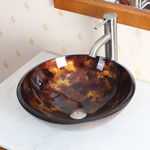 Load image into Gallery viewer, ELITE Tempered Glass Vessel Sink w. Unique Hand Painting Pattern 1204