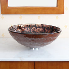 Load image into Gallery viewer, ELITE Tempered Glass Vessel Sink w. Copper Pattern 1207