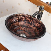 Load image into Gallery viewer, ELITE Tempered Glass Vessel Sink w. Copper Pattern 1207