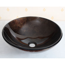 Load image into Gallery viewer, ELITE Tempered Glass Vessel Sink Black Gold Hand Painting Pattern 1208