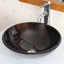 Load image into Gallery viewer, ELITE Tempered Glass Vessel Sink Black Gold Hand Painting Pattern 1208