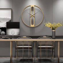 Load image into Gallery viewer, Jeezi Oversize Numberless Modern Metal Wall Clock, Gold Finish with Black Hands