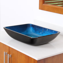 Load image into Gallery viewer, ELITE Rectangle Artistic Blue Tempered Glass Bathroom Sink 1408