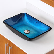 Load image into Gallery viewer, ELITE Rectangle Artistic Blue Tempered Glass Bathroom Sink 1408