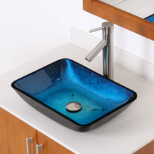 Load image into Gallery viewer, ELITE Rectangle Artistic Blue Tempered Glass Bathroom Sink 1408