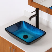 Load image into Gallery viewer, ELITE Rectangle Artistic Blue Tempered Glass Bathroom Sink 1408