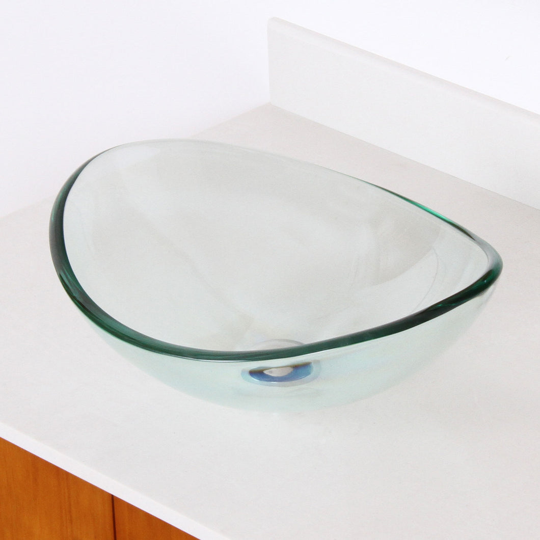 ELITE  Unique Oval Transparent Tempered Glass Bathroom Sink 1418