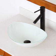Load image into Gallery viewer, ELITE White Oval Tempered Glass Bathroom Vessel Sink 1420