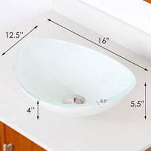 Load image into Gallery viewer, ELITE White Oval Tempered Glass Bathroom Vessel Sink 1420
