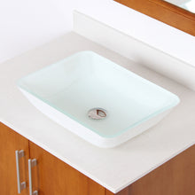 Load image into Gallery viewer, ELITE White Rectangle Tempered Glass Bathroom Vessel Sink 1422
