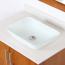 Load image into Gallery viewer, ELITE White Rectangle Tempered Glass Bathroom Vessel Sink 1422