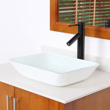 Load image into Gallery viewer, ELITE White Rectangle Tempered Glass Bathroom Vessel Sink 1422