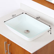 Load image into Gallery viewer, ELITE White Rectangle Tempered Glass Bathroom Vessel Sink 1422