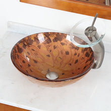 Load image into Gallery viewer, Unique Tempered Glass Vessel Sink w.Yellow Striped Pattern 142E