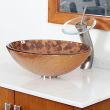 Load image into Gallery viewer, Unique Tempered Glass Vessel Sink w.Yellow Striped Pattern 142E