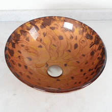 Load image into Gallery viewer, Unique Tempered Glass Vessel Sink w.Yellow Striped Pattern 142E