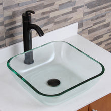 Load image into Gallery viewer, ELITE Transparent Square Tempered Glass Vessel Sink 1501