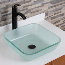 Load image into Gallery viewer, ELITE Frosted Square Tempered Glass Bathroom Vessel Sink 1502