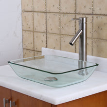 Load image into Gallery viewer, ELITE Rectangle Transparent Tempered Glass Bathroom Vessel Sink 1503