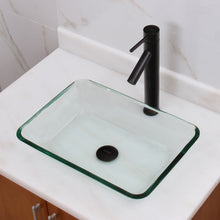 Load image into Gallery viewer, ELITE Rectangle Transparent Tempered Glass Bathroom Vessel Sink 1503