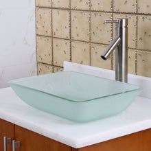 Load image into Gallery viewer, ELITE Rectangle Clear Frosted Tempered Glass Bathroom Vessel Sink 1504