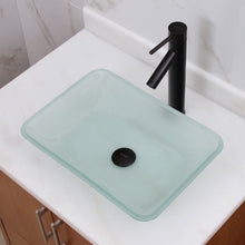Load image into Gallery viewer, ELITE Rectangle Clear Frosted Tempered Glass Bathroom Vessel Sink 1504