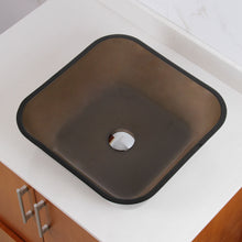 Load image into Gallery viewer, ELITE Square Clear Brown Tempered Glass Bathroom Vessel Sink 1506