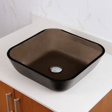 Load image into Gallery viewer, ELITE Square Clear Brown Tempered Glass Bathroom Vessel Sink 1506