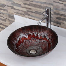 Load image into Gallery viewer, ELITE Antarctic Ruby Pattern Tempered Glass Bathroom Vessel 1510