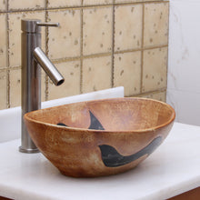Load image into Gallery viewer, ELITE Oval Matt Yellow Glaze Porcelain Bathroom Vessel Sink 1550
