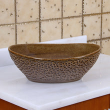 Load image into Gallery viewer, ELITE Oval Coffee Brown Glaze Ceramic Bathroom Vessel Sink 1551