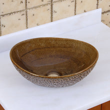 Load image into Gallery viewer, ELITE Oval Coffee Brown Glaze Ceramic Bathroom Vessel Sink 1551