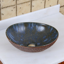Load image into Gallery viewer, ELITE  Oval Brown Cloud Glaze Porcelain Bathroom Vessel Sink 1553
