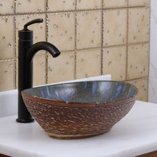 Load image into Gallery viewer, ELITE Oval Brown Cloud Glaze Porcelain Bathroom Vessel Sink 1553