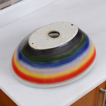 Load image into Gallery viewer, ELITE Oval Multicolor Glaze Porcelain Bathroom Vessel Sink 1556