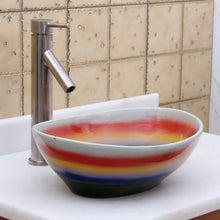Load image into Gallery viewer, ELITE Oval Multicolor Glaze Porcelain Bathroom Vessel Sink 1556