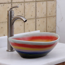 Load image into Gallery viewer, ELITE Oval Multicolor Glaze Porcelain Bathroom Vessel Sink 1556