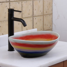 Load image into Gallery viewer, ELITE Oval Multicolor Glaze Porcelain Bathroom Vessel Sink 1556