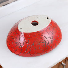 Load image into Gallery viewer, ELITE Oval Red Rose Porcelain Bathroom Vessel Sink 1557