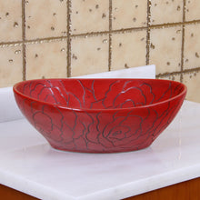 Load image into Gallery viewer, ELITE Oval Red Rose Porcelain Bathroom Vessel Sink 1557