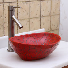 Load image into Gallery viewer, ELITE Oval Red Rose Porcelain Bathroom Vessel Sink 1557