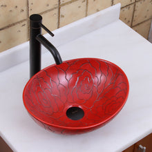 Load image into Gallery viewer, ELITE Oval Red Rose Porcelain Bathroom Vessel Sink 1557