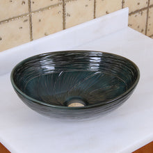 Load image into Gallery viewer, ELITE Oval Dark Green Glaze Ceramic Bathroom Vessel Sink 1559