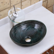 Load image into Gallery viewer, ELITE Oval Dark Green Glaze Ceramic Bathroom Vessel Sink 1559