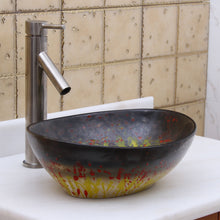 Load image into Gallery viewer, ELITE Oval Fireworks Glaze Ceramic Bathroom Vessel Sink 1561