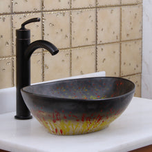 Load image into Gallery viewer, ELITE Oval Fireworks Glaze Ceramic Bathroom Vessel Sink 1561