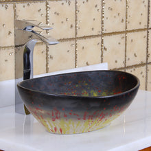 Load image into Gallery viewer, ELITE Oval Fireworks Glaze Ceramic Bathroom Vessel Sink 1561